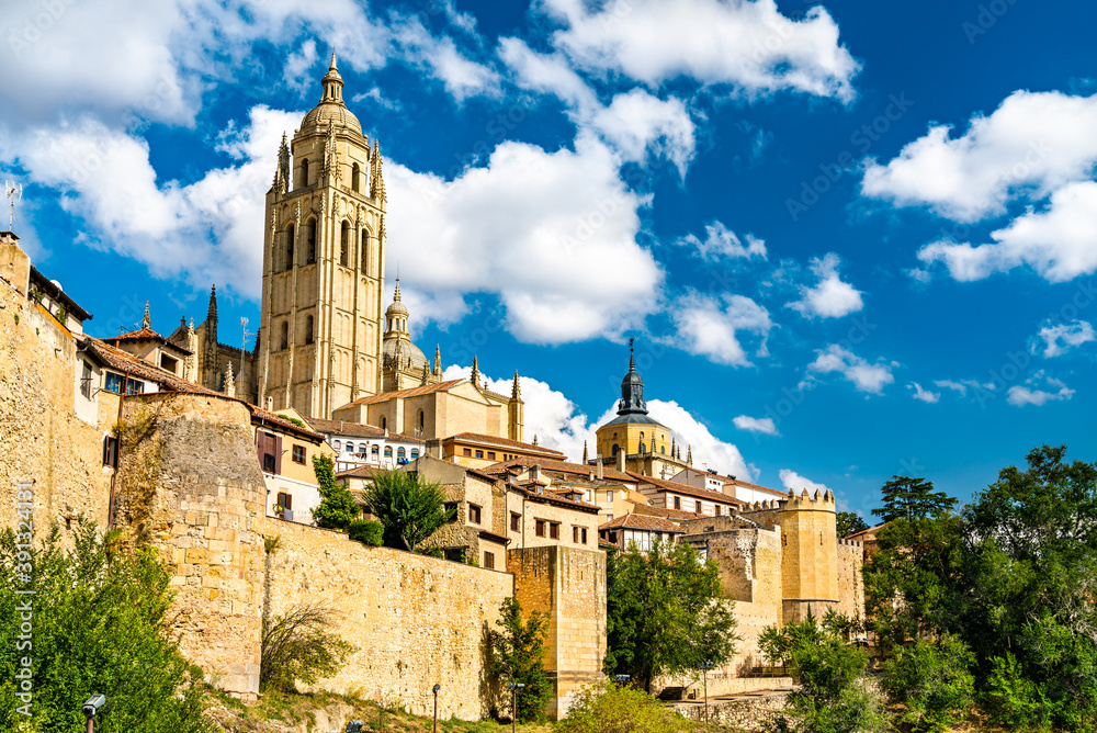 View of Segovia with the Cathedral. UNESCO world heritage in Spain View of Segovia with the Cathedral. UNESCO world heritage in Spain