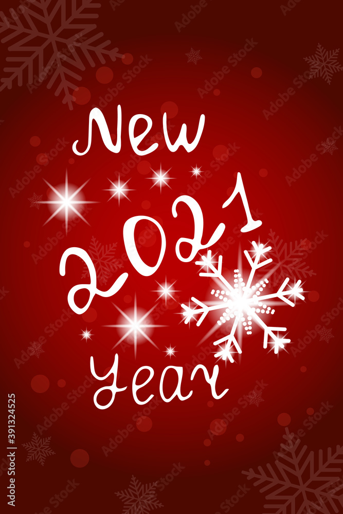 Happy New Year, lettering. Christmas Card. Vector illustration. Winter holiday Greeting card background.