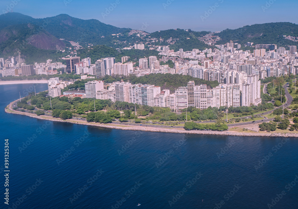 Aerial view of Flamengo Beach - Guanabara Bay, Rio de Janeiro. Jan 2017