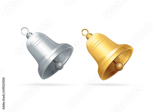 Realistic Detailed 3d Different Bell Set. Vector