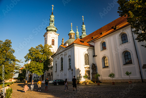 Prague, Czech republic - September 19, 2020. Area of the Brevnov Monastery without tourist during covid-19 crisis photo