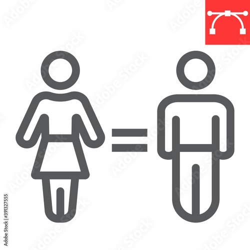 Equal rights line icon, sexism and feminism, gender equality sign vector graphics, editable stroke linear icon, eps 10.