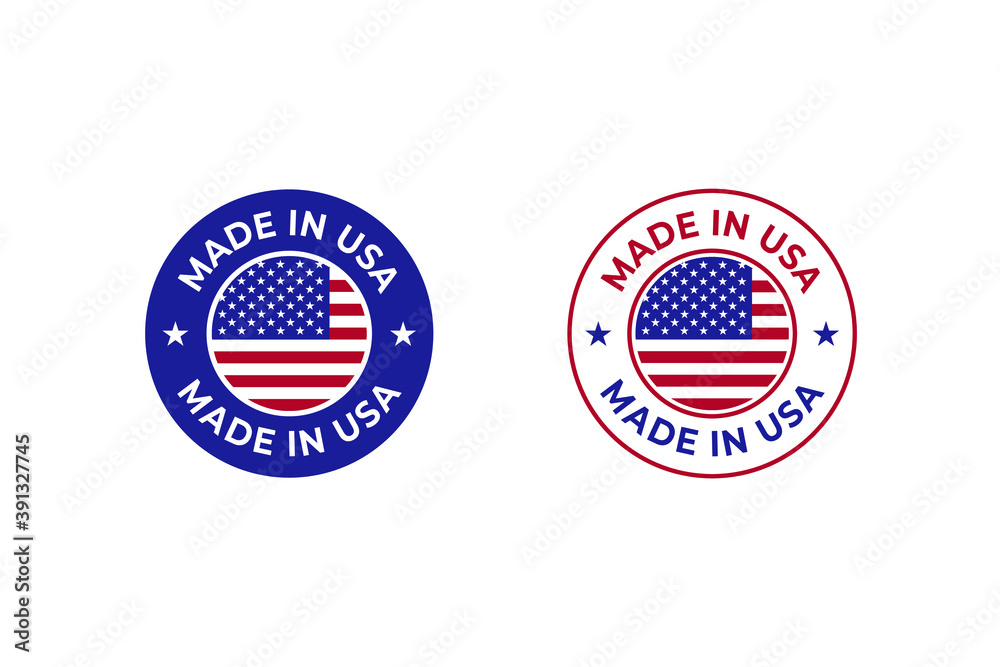 Made in USA stamp set, Made in USA stamp with USA flag. Made in the USA (United States of America) labels set Made in USA stamp set, Made in USA stamp with USA flag. Made in the USA (United States of America) labels set