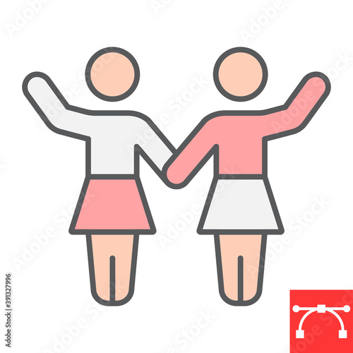 Sorority color line icon, sexism and feminism, women rights sign vector graphics, editable stroke filled outline icon, eps 10.