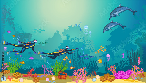 Fish swimming under the sea