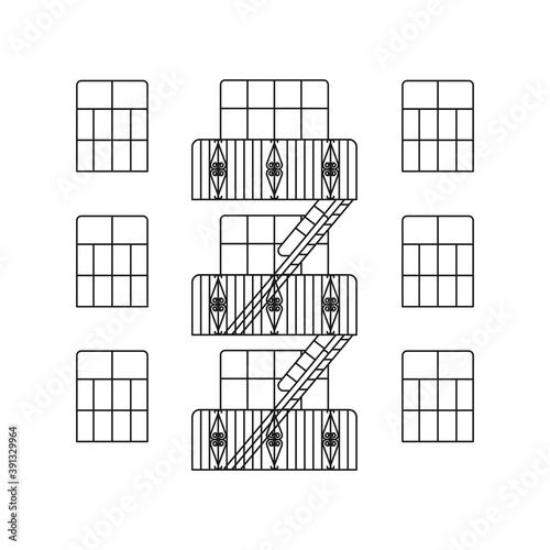 Escape stairs icon isolated on white background. Building symbol modern, simple, vector, icon for website design, mobile app, ui. Vector Illustration