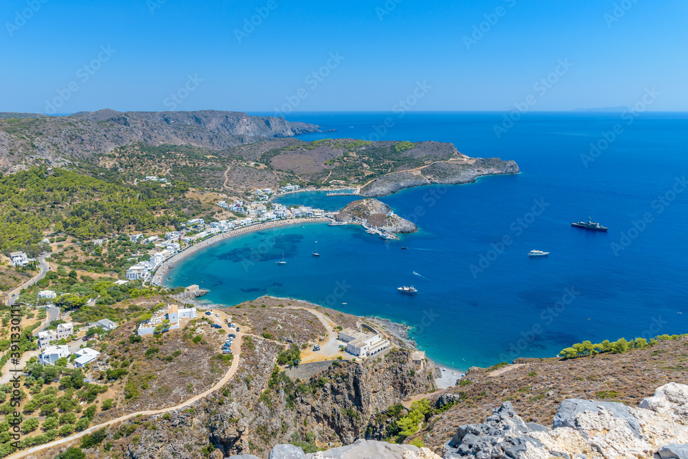 Panoramic view of Kapsali village , Kythira  island, Greece.