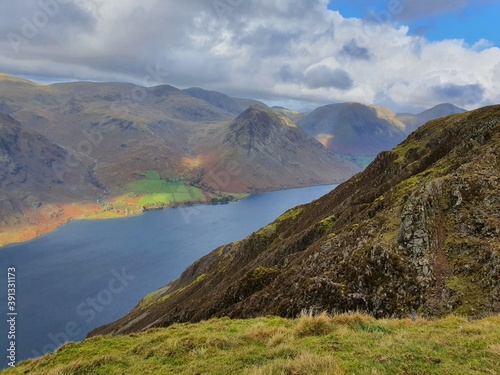 View from the top of illgill head looking down over wast water  lake district west 