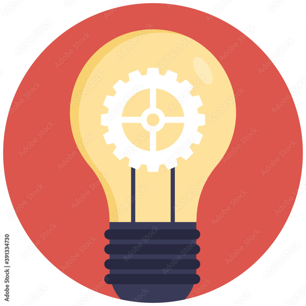 Simple light bulb conceptual icon with gear inside, flat vector icon
Simple light bulb conceptual icon with gear inside, flat vector icon