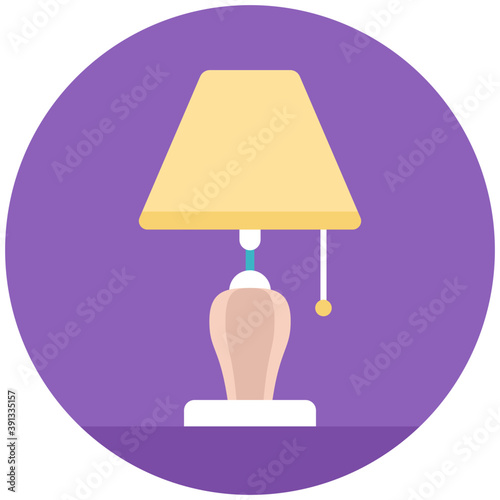 
A simple table lamp, flat vector icon 

