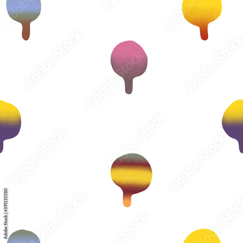 Seamless pattern illustration with colored mushrooms isolated on white background