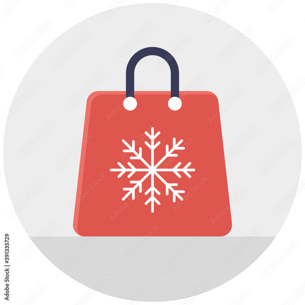 
Flat vector icon of winter or christmas shopping bag  
