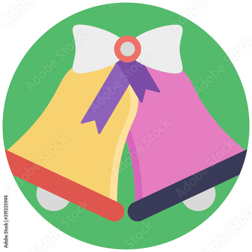 
Flat design icons of two jingle bells

