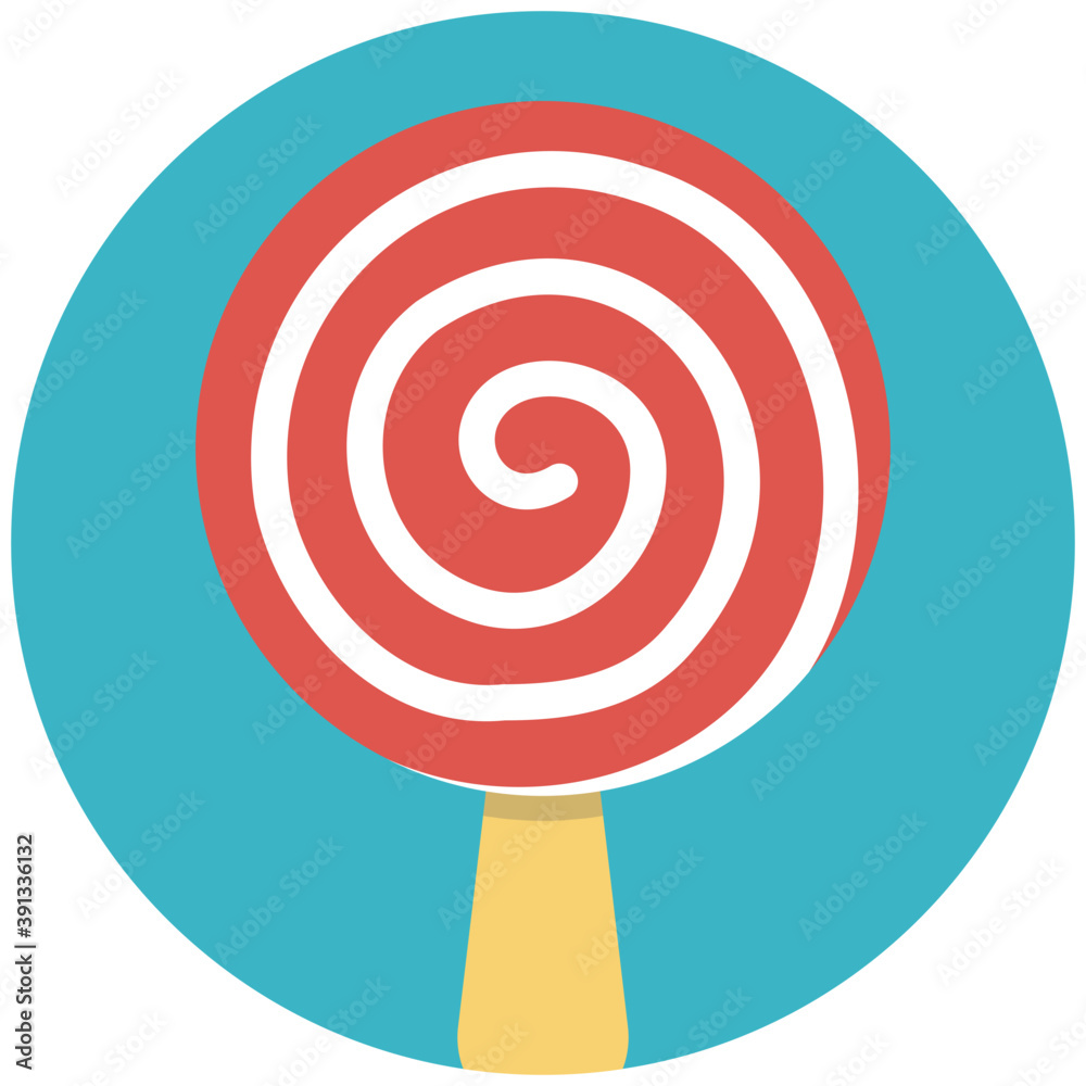 A flat design sweets icon, swirling lollipop
A flat design sweets icon, swirling lollipop