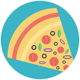 
Cut of slice pizza flat vector icon
