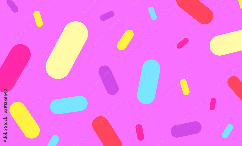 Abstract vector pattern for posters and banners Close up donuts pink glaze with multicolored sprinkles