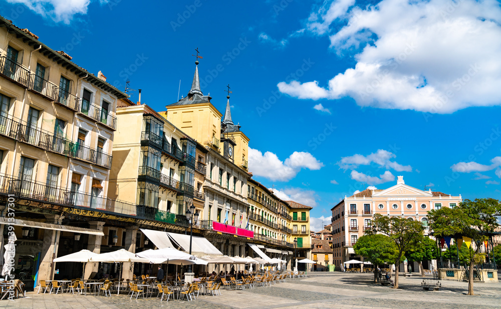 Plaza Mayor in the Old Town of Segovia in Spain