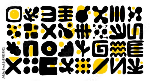 Set of minimal style abstarct shapes, modern design elements.
