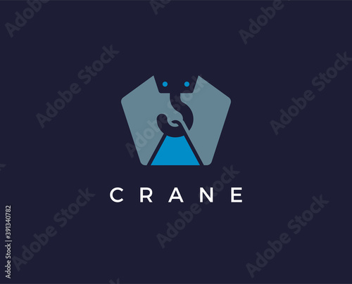 minimal crane hook logo template - vector illustration