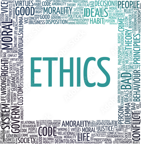 Ethics vector illustration word cloud isolated on a white background.