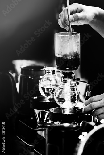Coffee machine Barista working in a coffee shop.