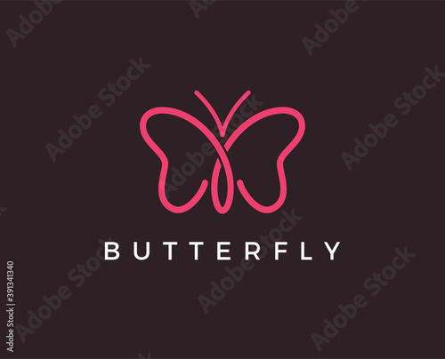 minimal butterfly logo template - vector illustration