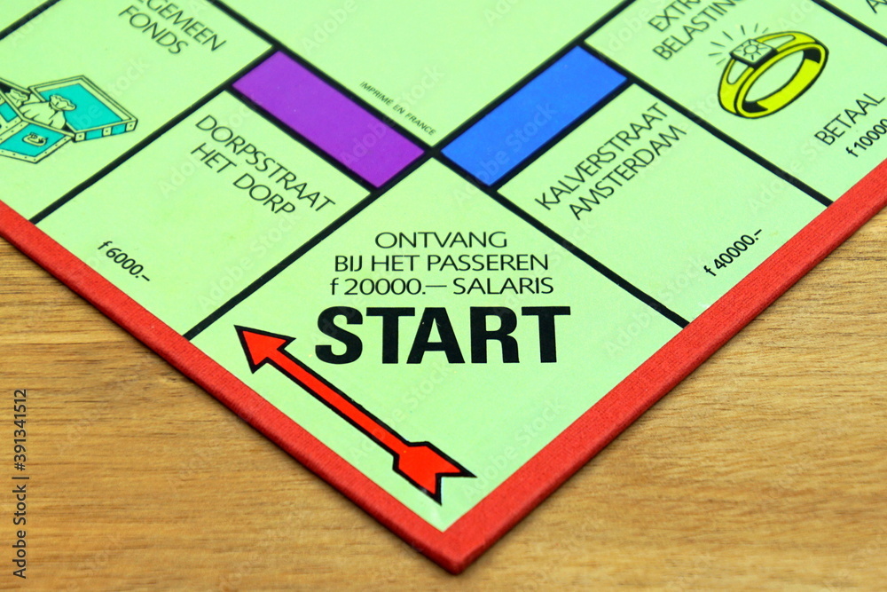 Amsterdam, the Netherlands - September 13, 2019: Start point on a Dutch  Monopoly game board. Stock Photo | Adobe Stock
