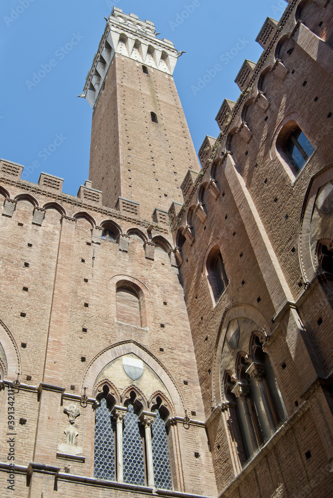 
civic tower of the town hall of Siena, called Torre del Mangia