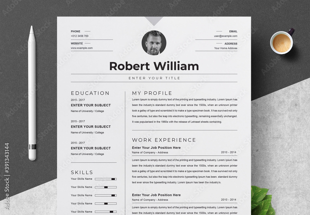 Minimal Resume and Cover Letter and Reference Page Set Stock Template ...