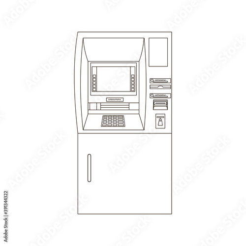 ATM machine, line drawing, vector