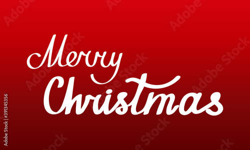 Merry Christmas. Vector illustration with handwritten lettering. White text on a red background. Christmas card