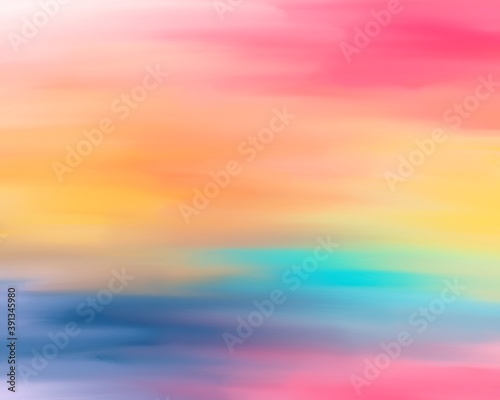 Colorful graphics background for summer. Art grunge dirty vintage style. Paint like watercolor, crayon with imagination. Neon pastel. Bright backdrop. Abstract illustration. © Nalinee