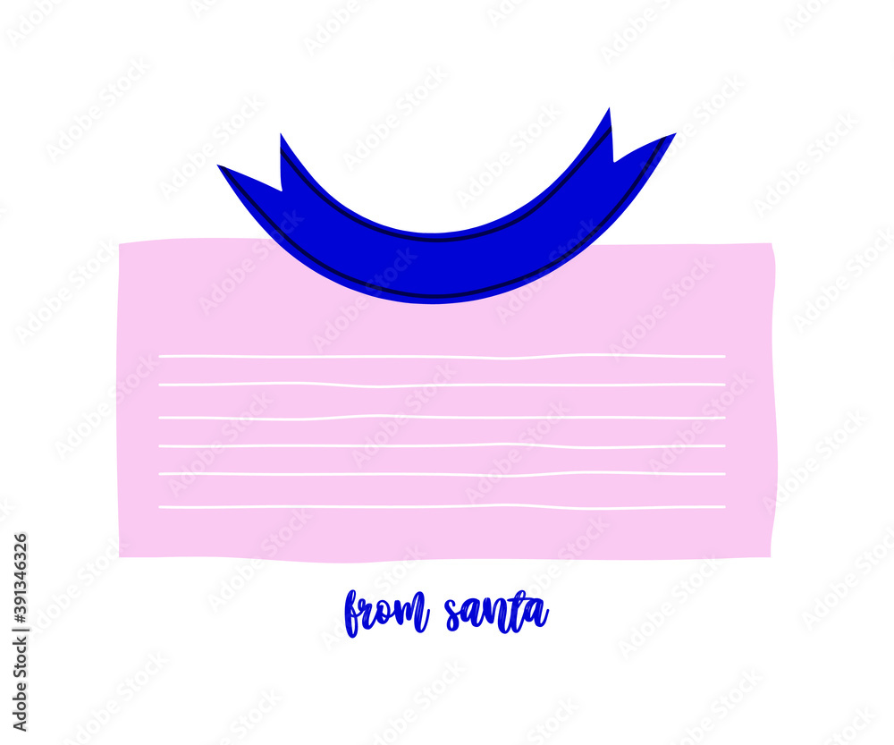 Obraz premium Christmas template letter from Santa. Frame for text with a ruler. Cute vector character illustration in hand-drawn scandinavian style. The limited pastel palette is ideal for any print