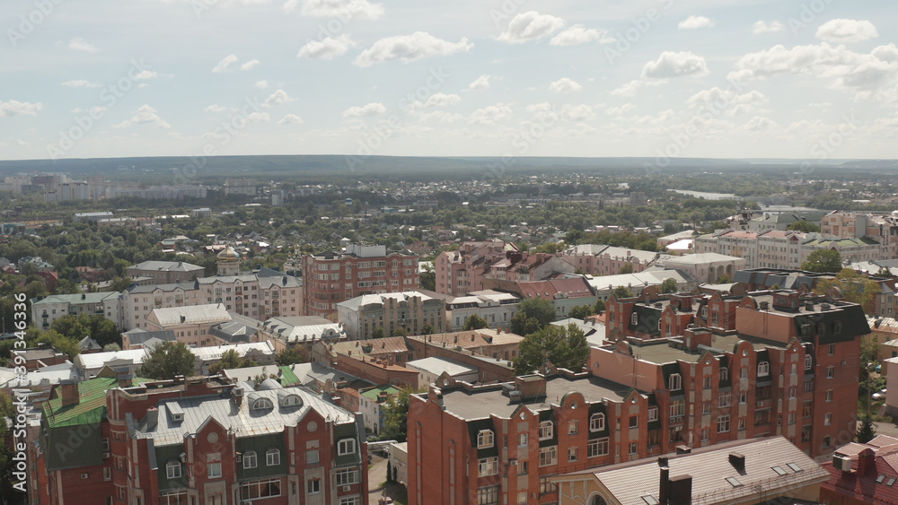 Panorama of the city of Penza from the air in the summer. Penza, Russia. Penza city in Russia in summer.