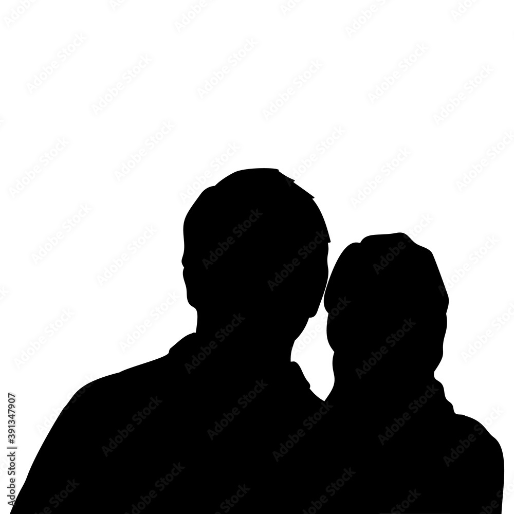 Silhouette of man and woman close up