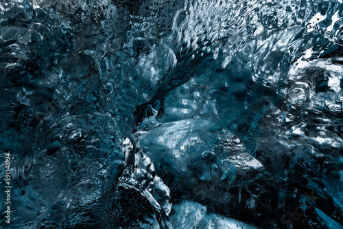 Abstract textures of glacial ice formations on the coast near Jökulsarlon, Iceland 