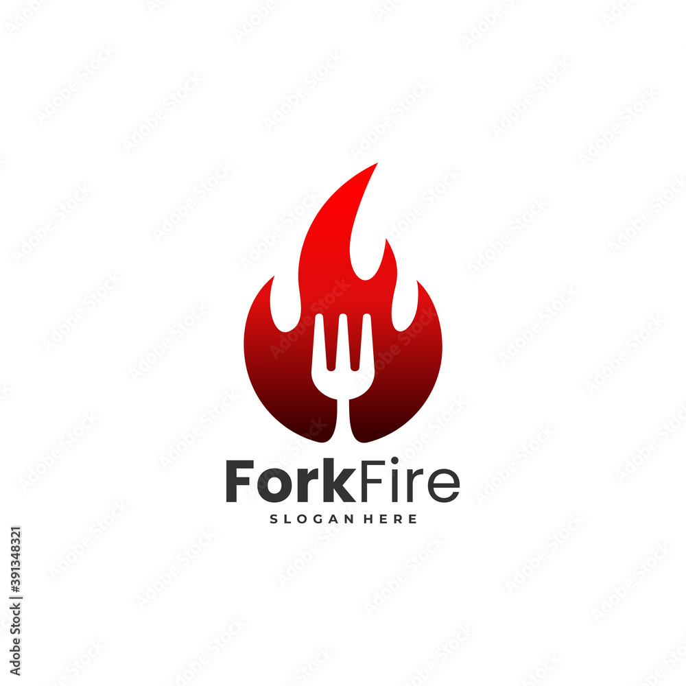 fork with fire logo concept fork with fire logo concept