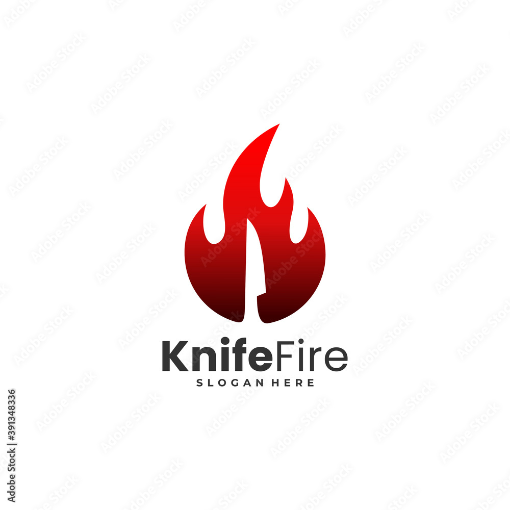 knife with a fire vector logo template knife with a fire vector logo template