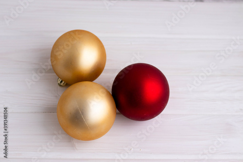 new year 2021 toy balls red and gold decoration on the Christmas tree on a white background