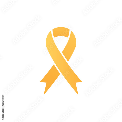 Orange awareness ribbon icon. Leukemia, Violence against animals symbol. Kidney cancer association sign. Vector illustration isolated on white. Chronic obstructive pulmonary disease concept. 