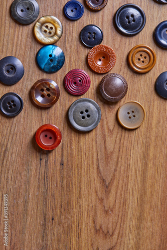 Background and texture of multicolored antique buttons