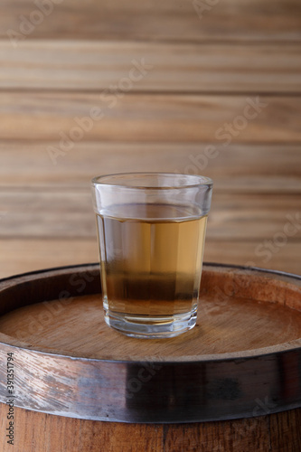 Cup of Cachaça or Pinga, a traditional Brazilian drink made from sugar cane.