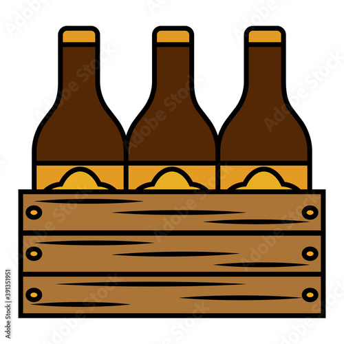 Isolated beer bottles october fest germany icon- Vector