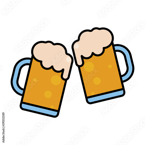 Isolated beer glasses october fest germany icon- Vector