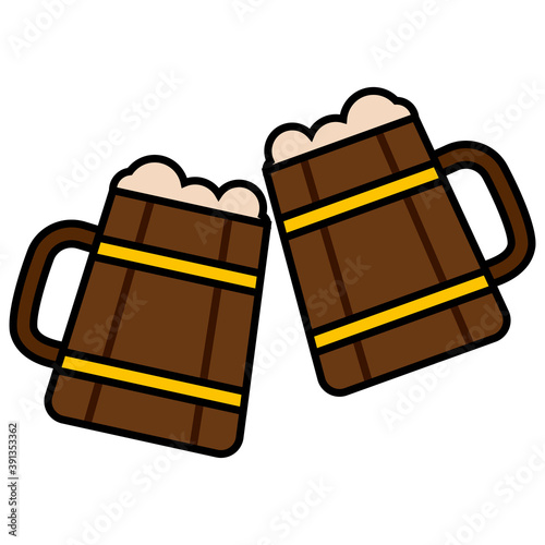 Isolated beer barrels october fest germany icon- Vector