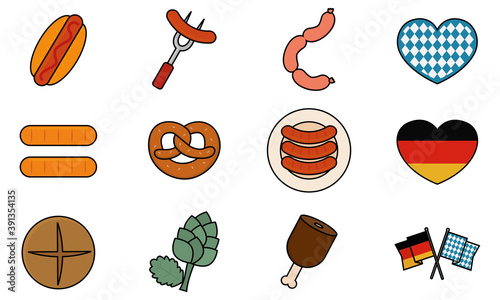 Isolated set group objects october fest icons- Vector