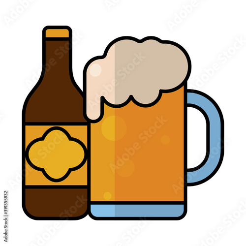Isolated beer bottle october fest germany icon- Vector