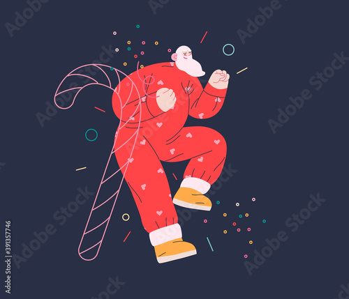 Dancing Santa - Christmas and New Year party - modern flat vector concept illustration of cheerful Santa Claus dancing wearing pajamas