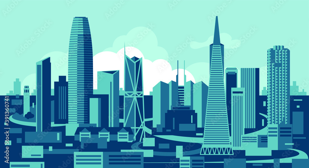 Obraz premium San Francisco California USA skyline