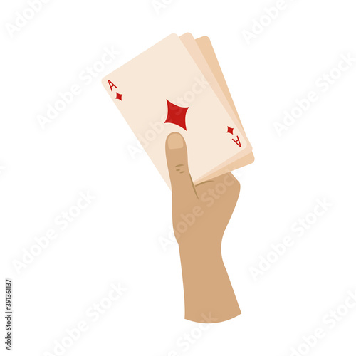 Isolated play cards activity home with hands icon- Vector